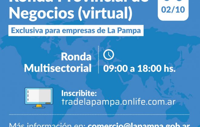 Convocan a participar de la primera Ronda de Negocios virtual para empresas de La Pampa