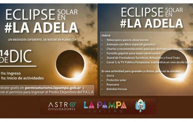 Convocan a disfrutar el eclipse en La Adela