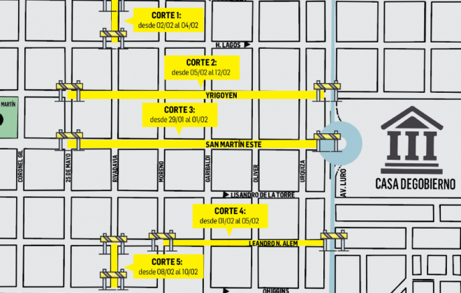 Santa Rosa: Cortes de calles por obras programadas