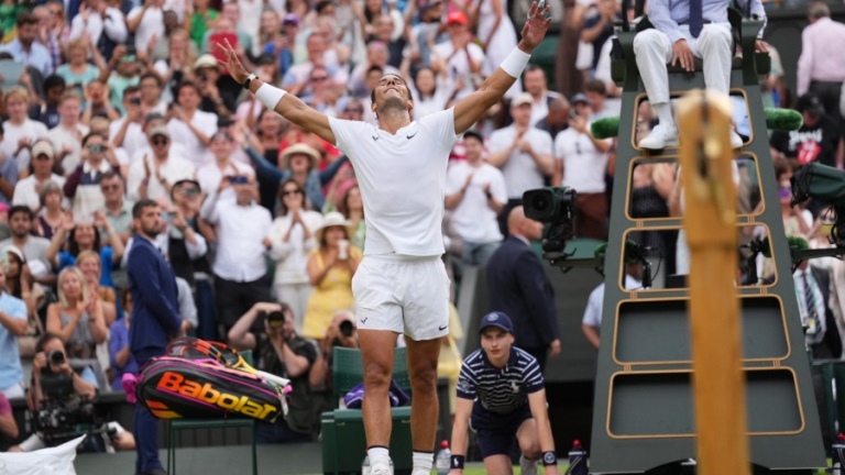 Tenis: Épica victoria de Nadal ante Fritz en Wimbledon luego de reponerse de una lesión