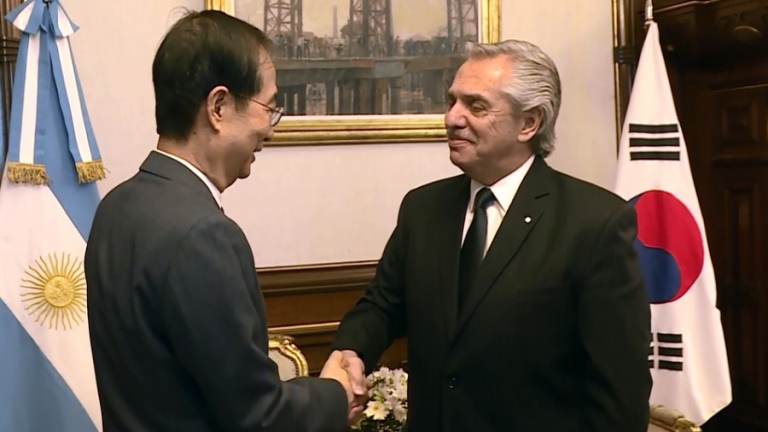 Alberto Fernández recibió en la Casa Rosada al primer ministro de Corea del Sur