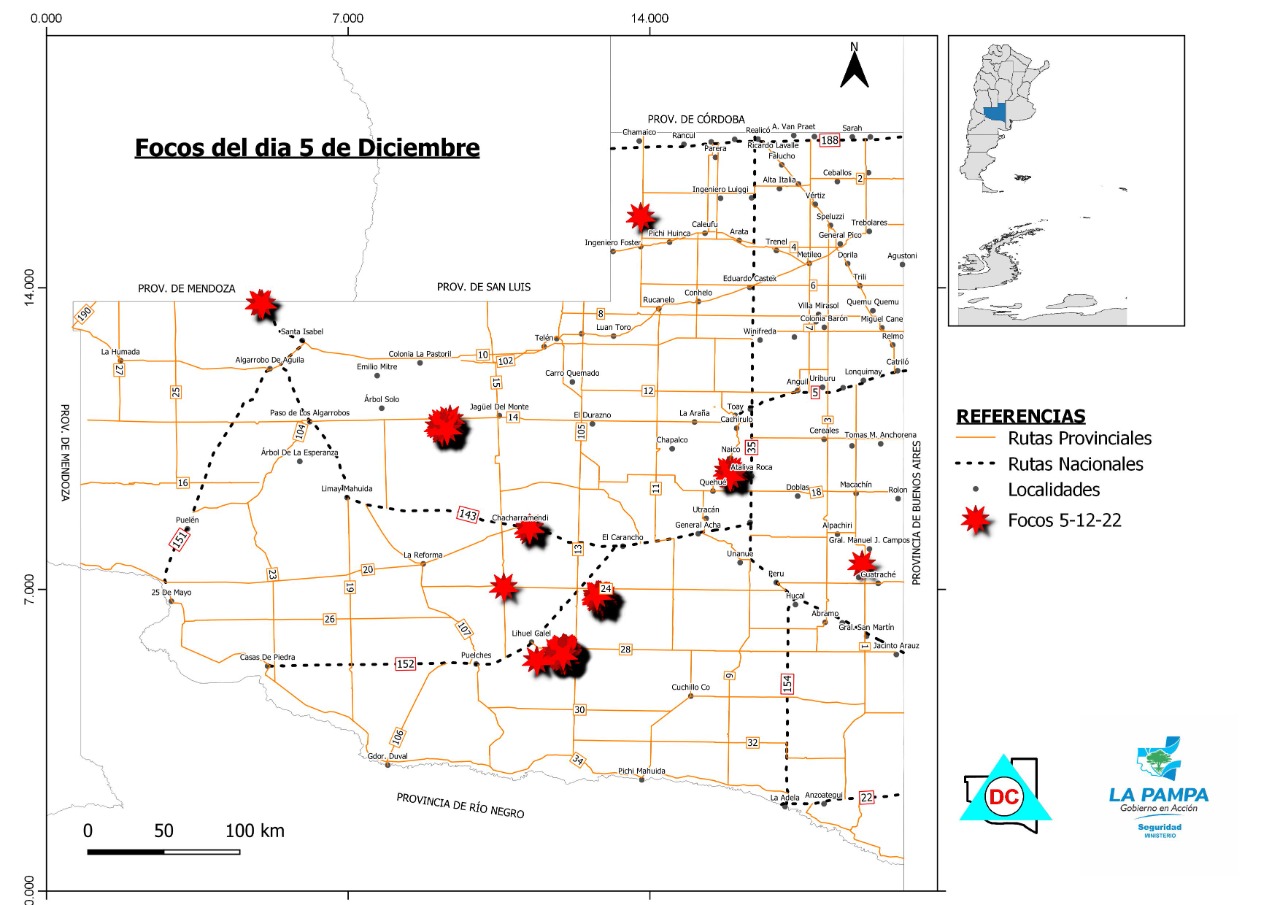 Brigadistas pampeanos abordaron nueve incendios en diferentes zonas, uno sigue activo