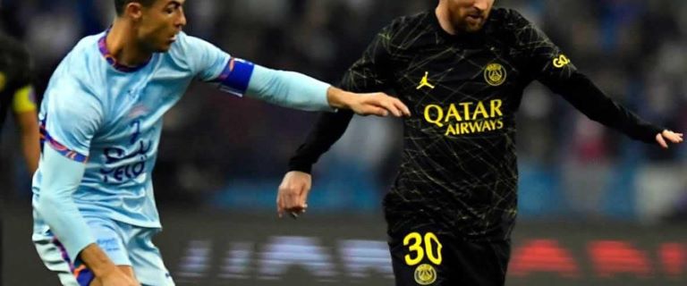 Fútbol: El PSG de Messi le ganó al combinado árabe de Cristiano Ronaldo y Gallardo en un partido a puro gol