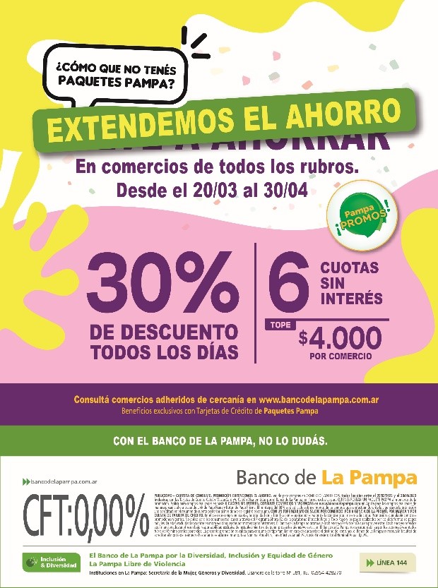 Extienden la promo del Banco de La Pampa