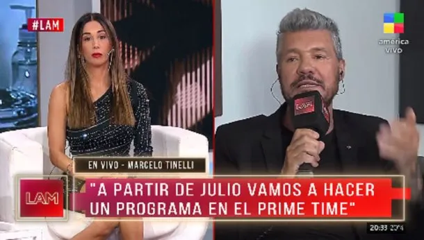 “El tonito”: Marcelo Tinelli le puso los puntos a Estefi Berardi en pleno móvil de su nuevo canal