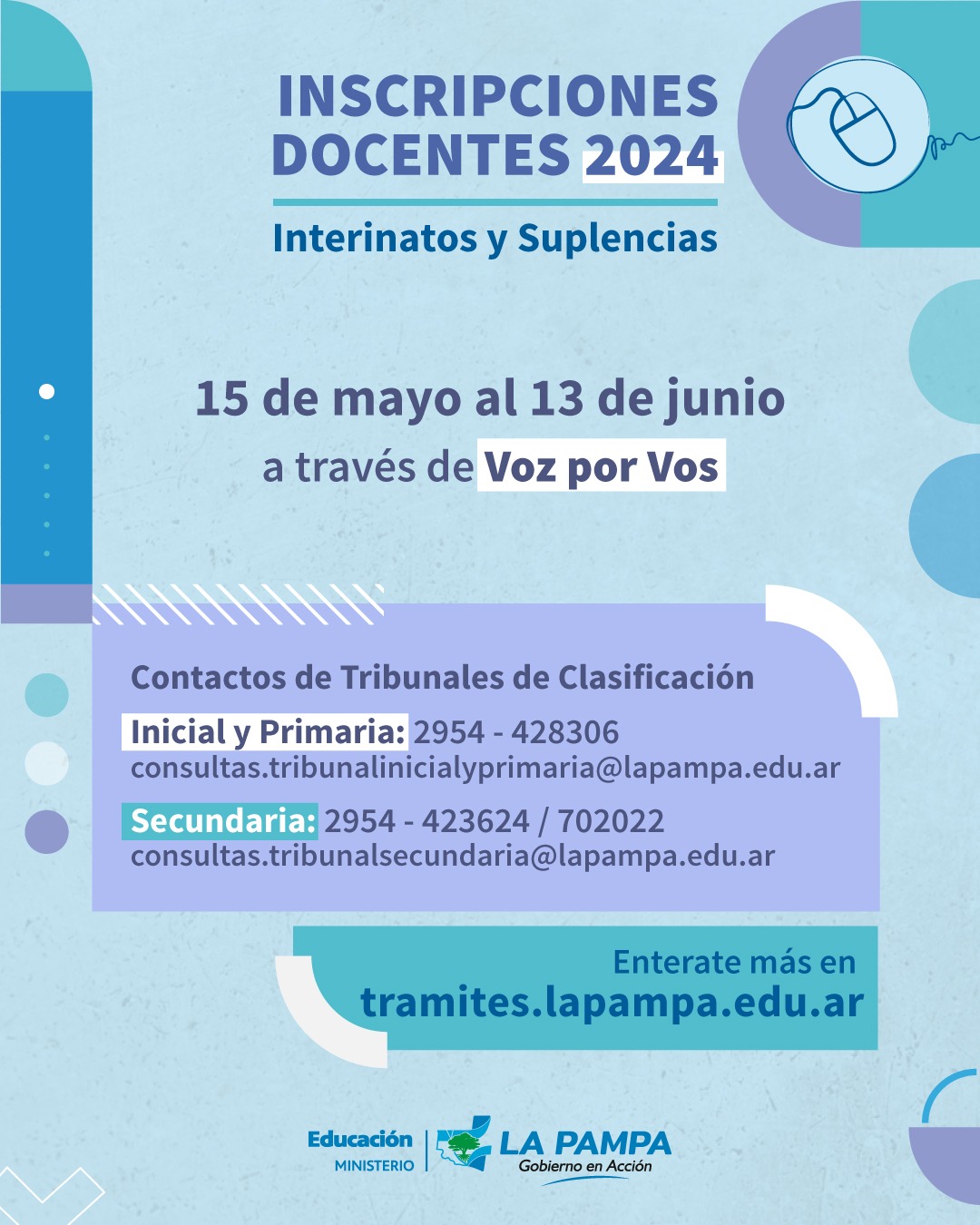 El 15 de mayo comienzan las inscripciones docentes