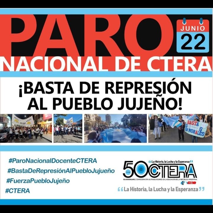 La CTERA convocó a un paro nacional docente para el jueves por la represión en Jujuy