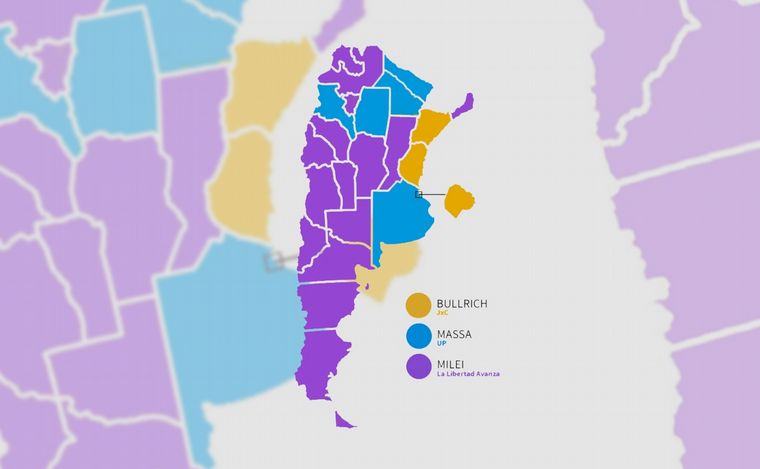 Elecciones 2023: La “ola violeta” de Milei ganó en 16 provincias de 24