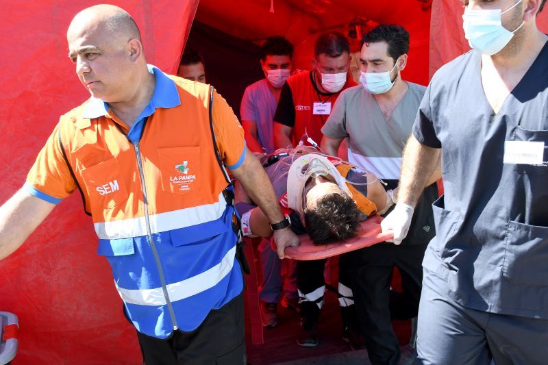 Realizaron simulacro de atención de víctimas en el Aeropuerto de Santa Rosa