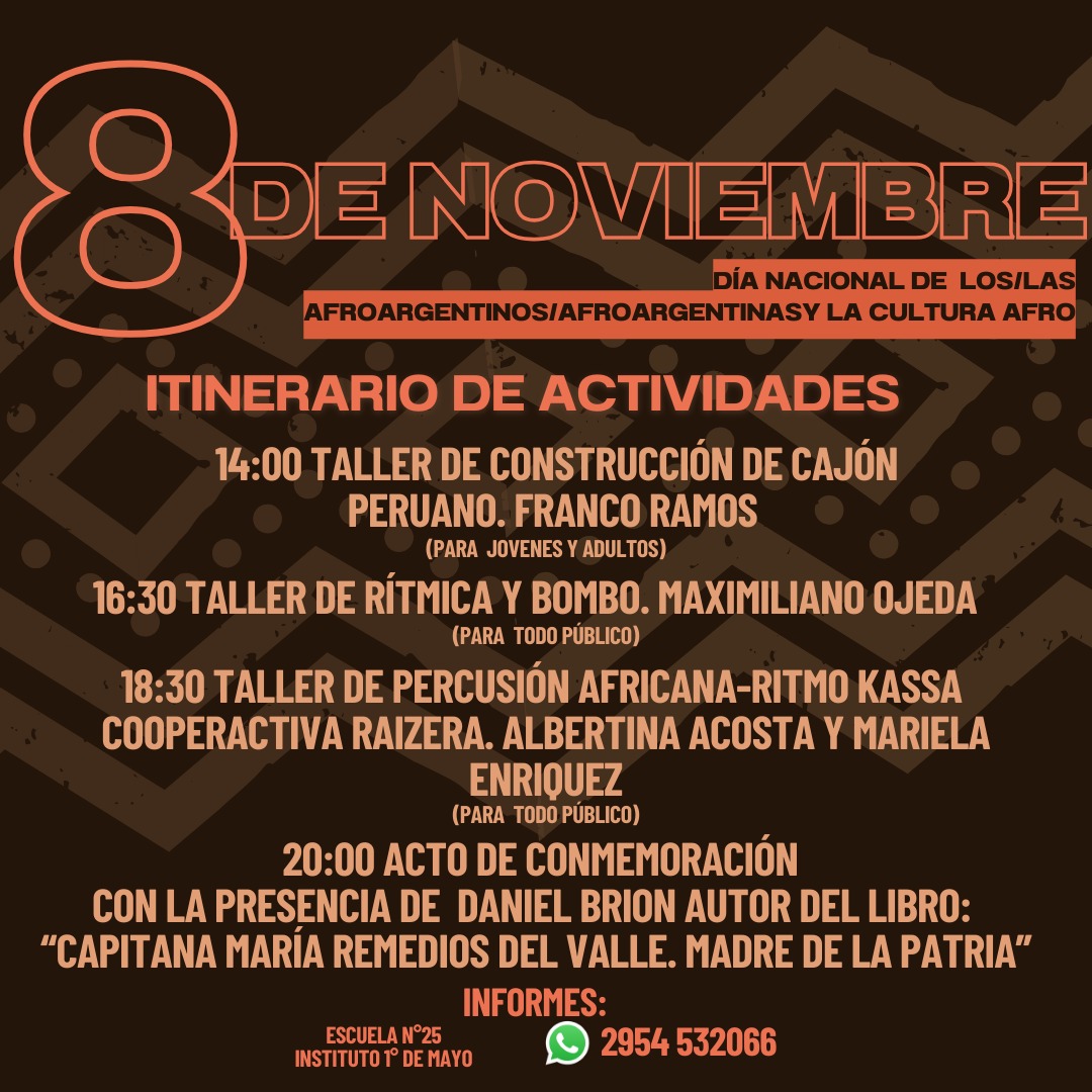 Harán actividades por el día de las y los afroargentinas/os y la Cultura Afro