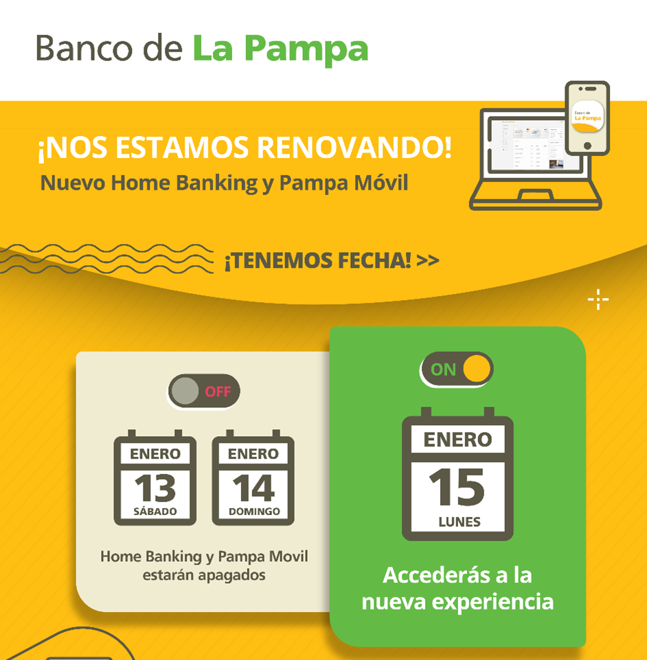 Ya tiene fecha de inicio el nuevo Home Banking y el Pampa Móvil del BLP