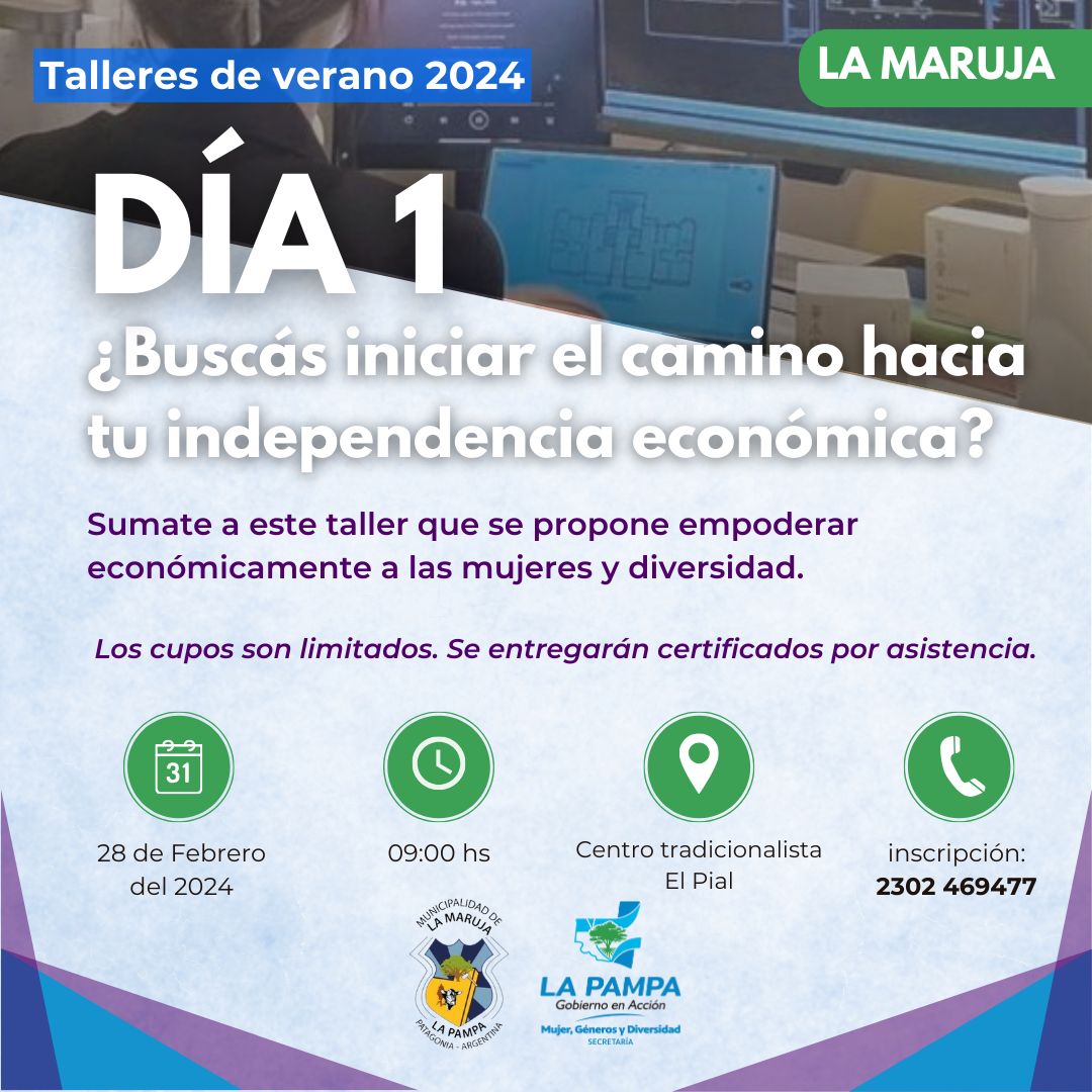 La Maruja: El miércoles comienza el taller de autonomía económica destinado a mujeres