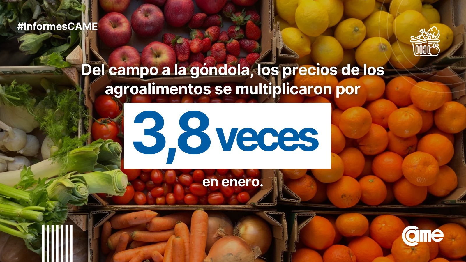 Los precios de los productos agropecuarios subieron 3,8 veces entre el campo y la góndola en enero