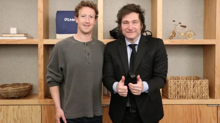 Milei se reunió con Zuckerberg en San Francisco para buscar inversiones tecnológicas