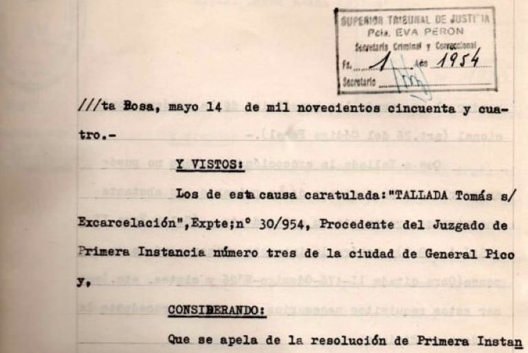 Hoy se cumplen 70 años de la primera sentencia dictada por el Superior Tribunal de Justicia de La Pampa