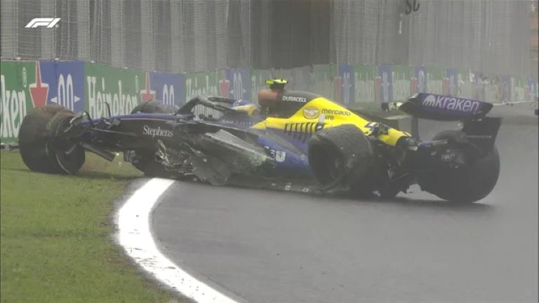 Automovilismo: Colapinto chocó y abandonó en el GP de Brasil, mientras que Verstappen quedó al borde de un nuevo título