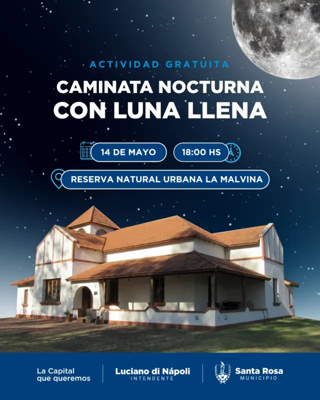 Santa Rosa: invitan a participar de una caminata nocturna con la luna llena en La Malvina