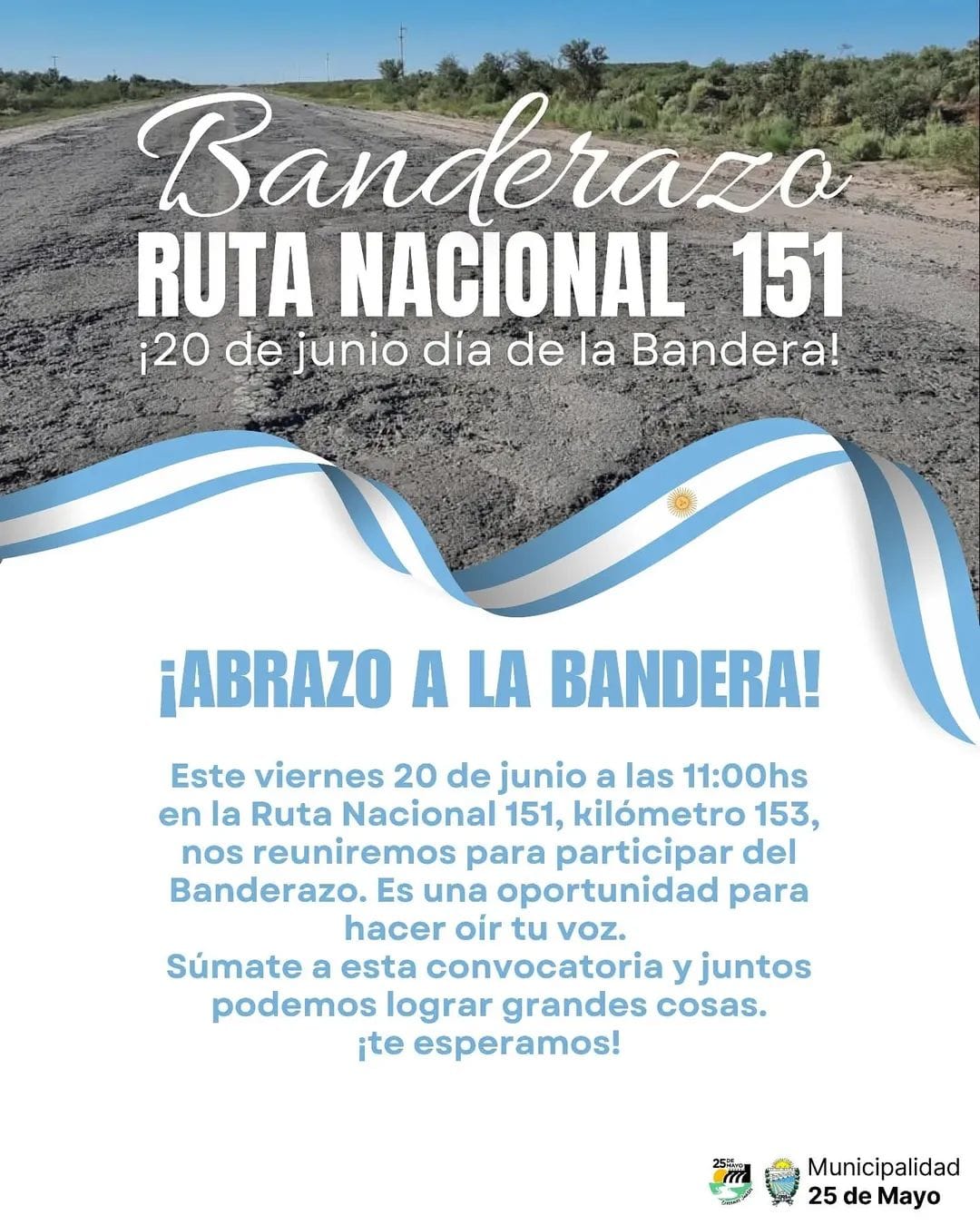 25 de Mayo: el viernes harán un banderazo por el desastroso estado de la RN 151