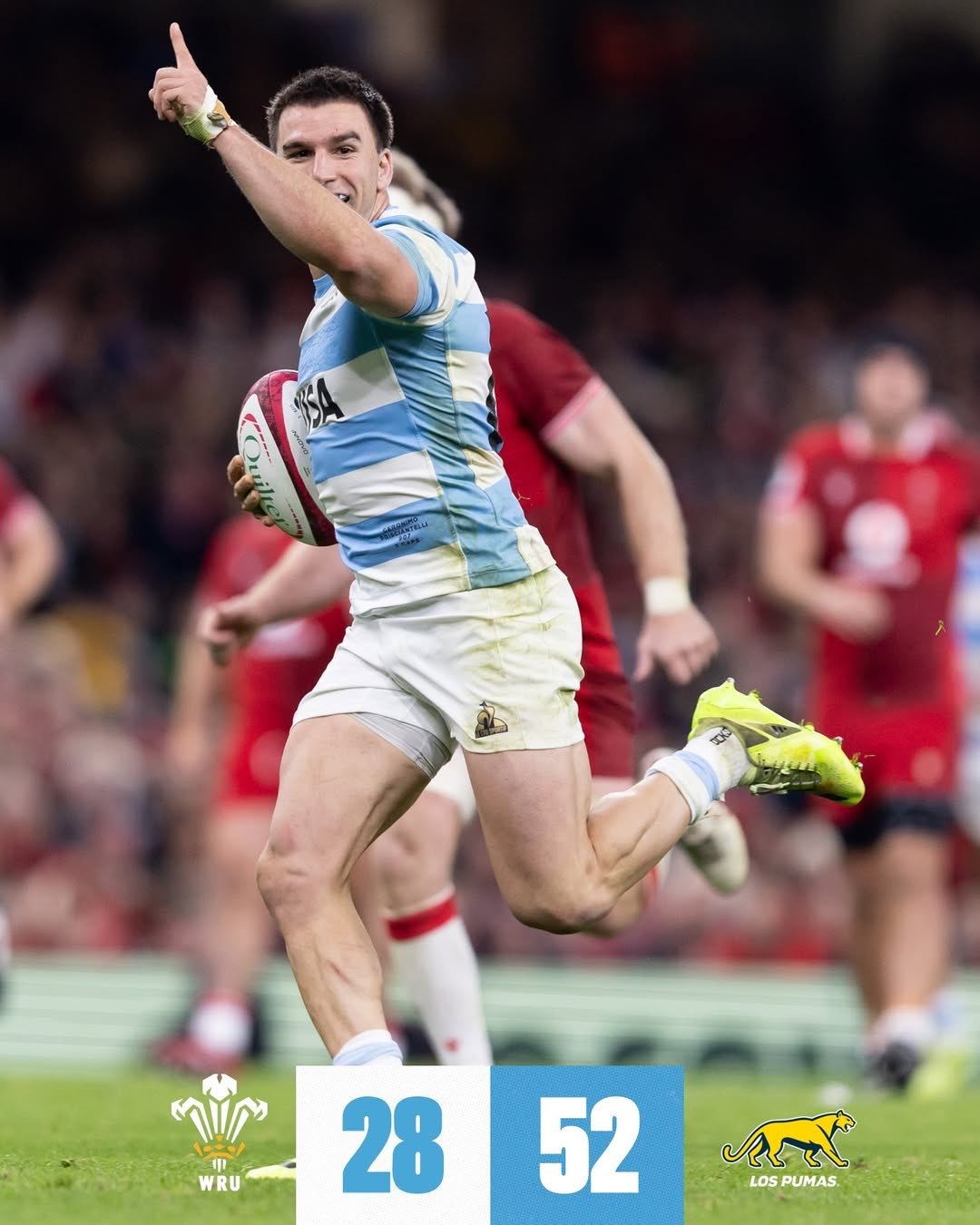 Rugby: Los Pumas golearon 52-28 a Gales en Cardiff