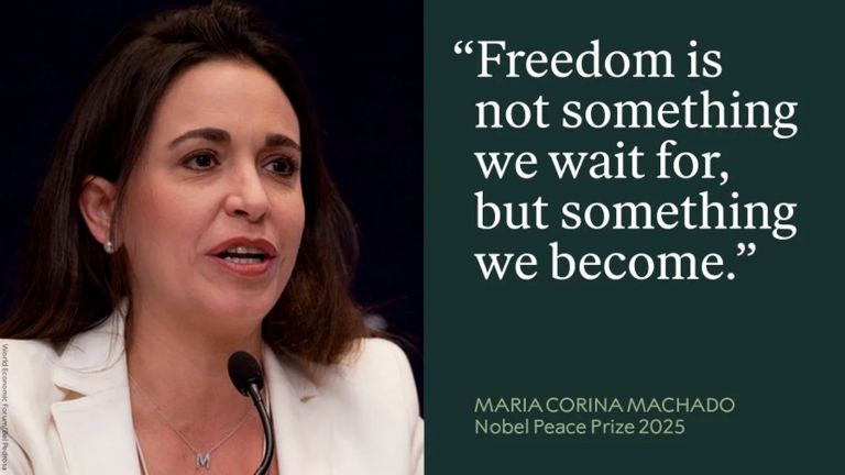 Noruega: la hija de Corina Machado pronunció las palabras de su madre al recibir el Nobel