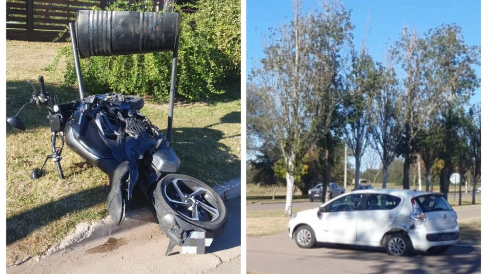 Toay: un motociclista sufrió una fractura tras chocar con un auto