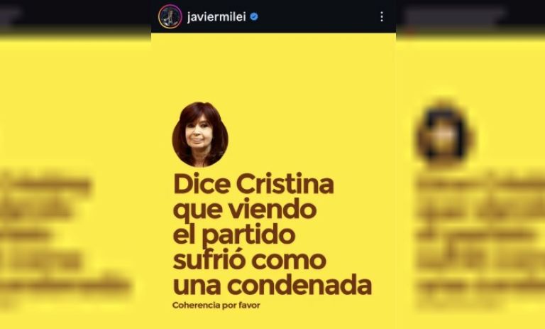 “Sufrió como una condenada”, la burla de Milei a Cristina Kirchner